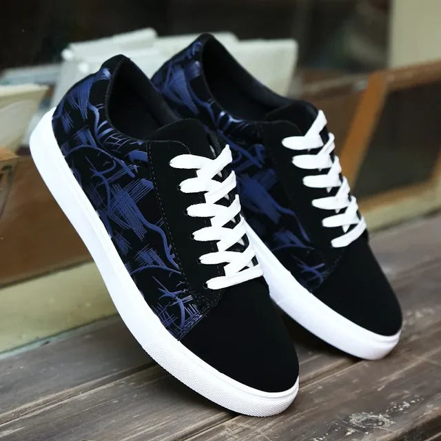 Urban Edge: Men's Graffiti Art Vulcanized Canvas Sneakers