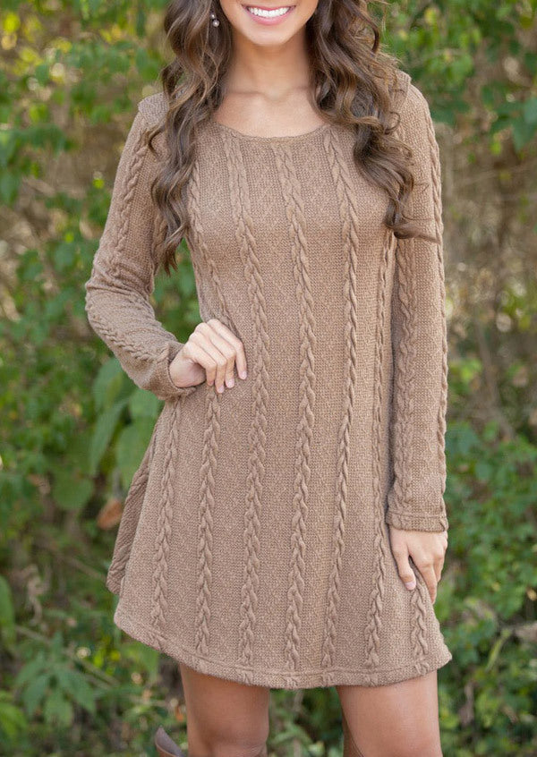 Timeless Cable Knit Pencil Midi Dress